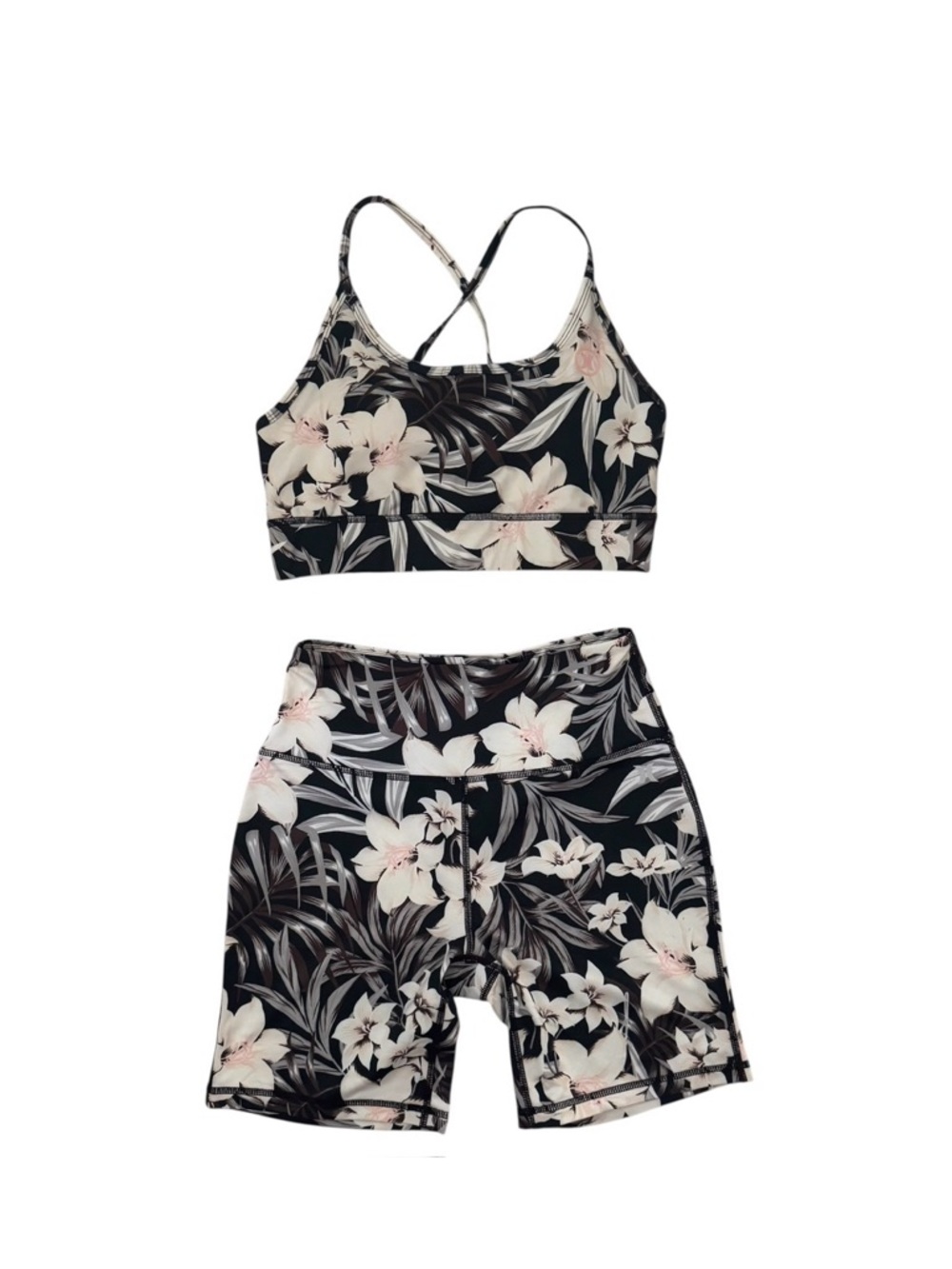 Hurley Floral Sports Bra & Biker Shorts Set 🪷